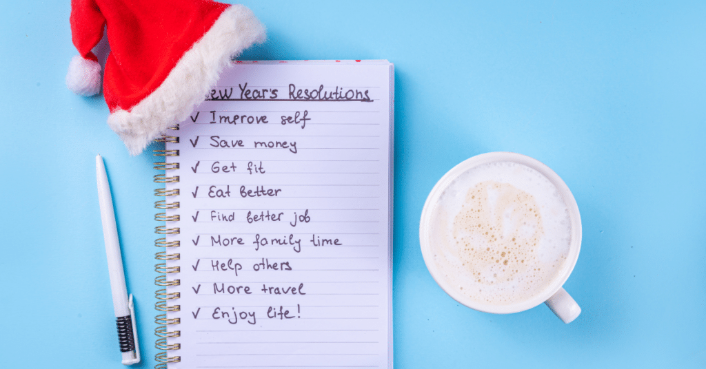 a list of new year's resolutions including a new job